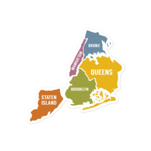 New York City Map Brooklyn Manhattan Queens Bronx Staten Island sticker Best American Gift