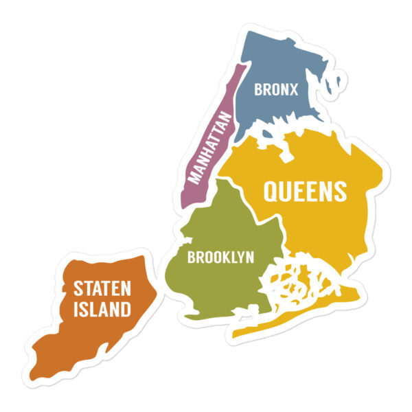 New York City Map Brooklyn Manhattan Queens Bronx Staten Island sticker Best American Gift